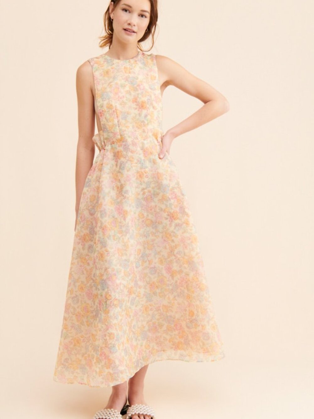 Selkie Floral Printed Puffy Pinafore Dress XS